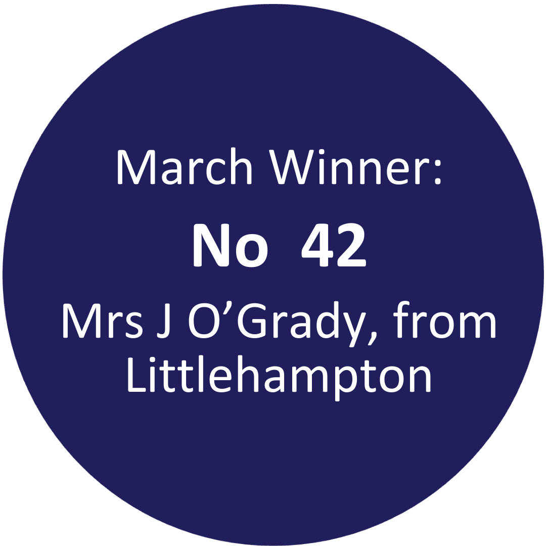 No 42 the 200 club winning number for March Mrs J O'Grady