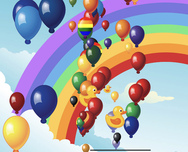 Virtual balloon race illustration of lots of brightly coloured balloons